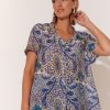 Tops Vendor | Vee Neck Sheer Shirt - Blue - Adorne - Florence Store