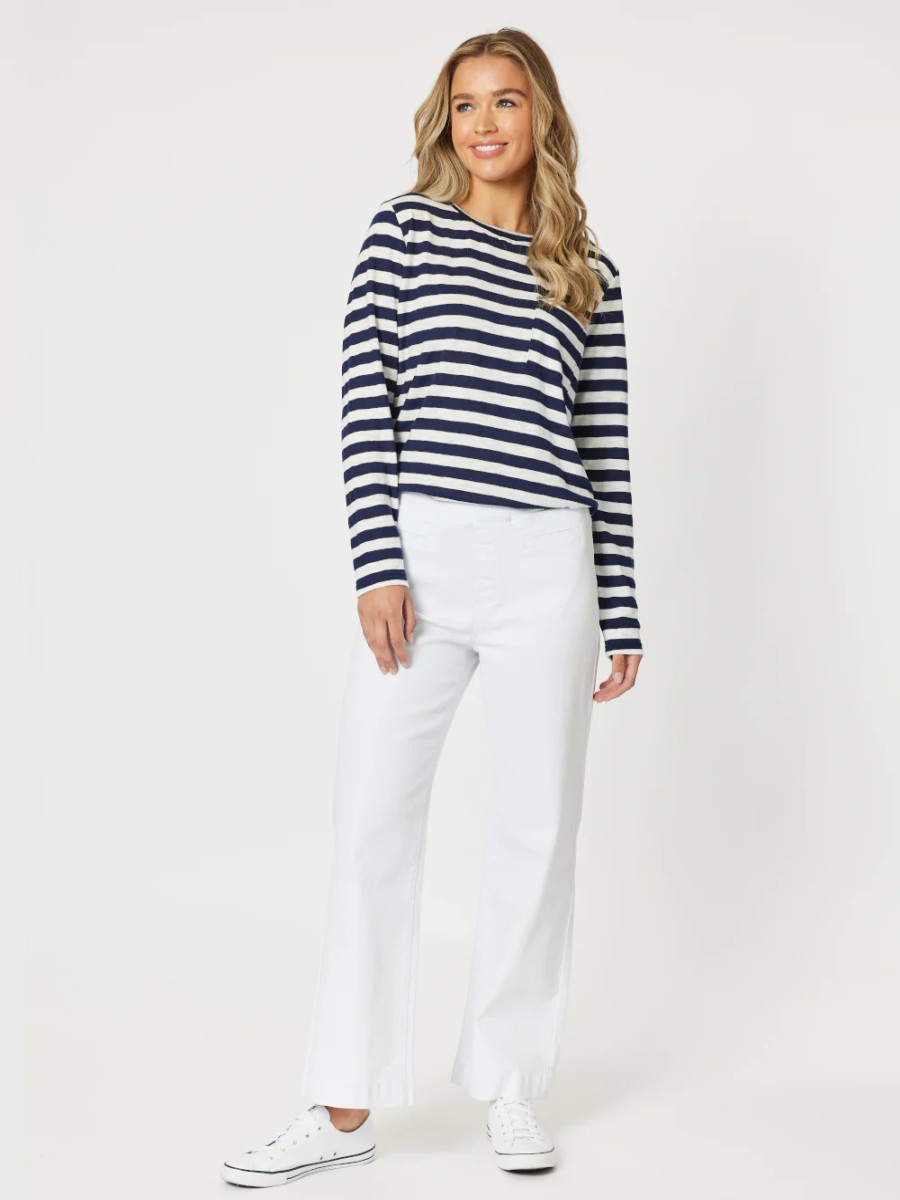 Tops Vendor | Stripe Long Sleeve Top - Navy - Threadz - Florence Store