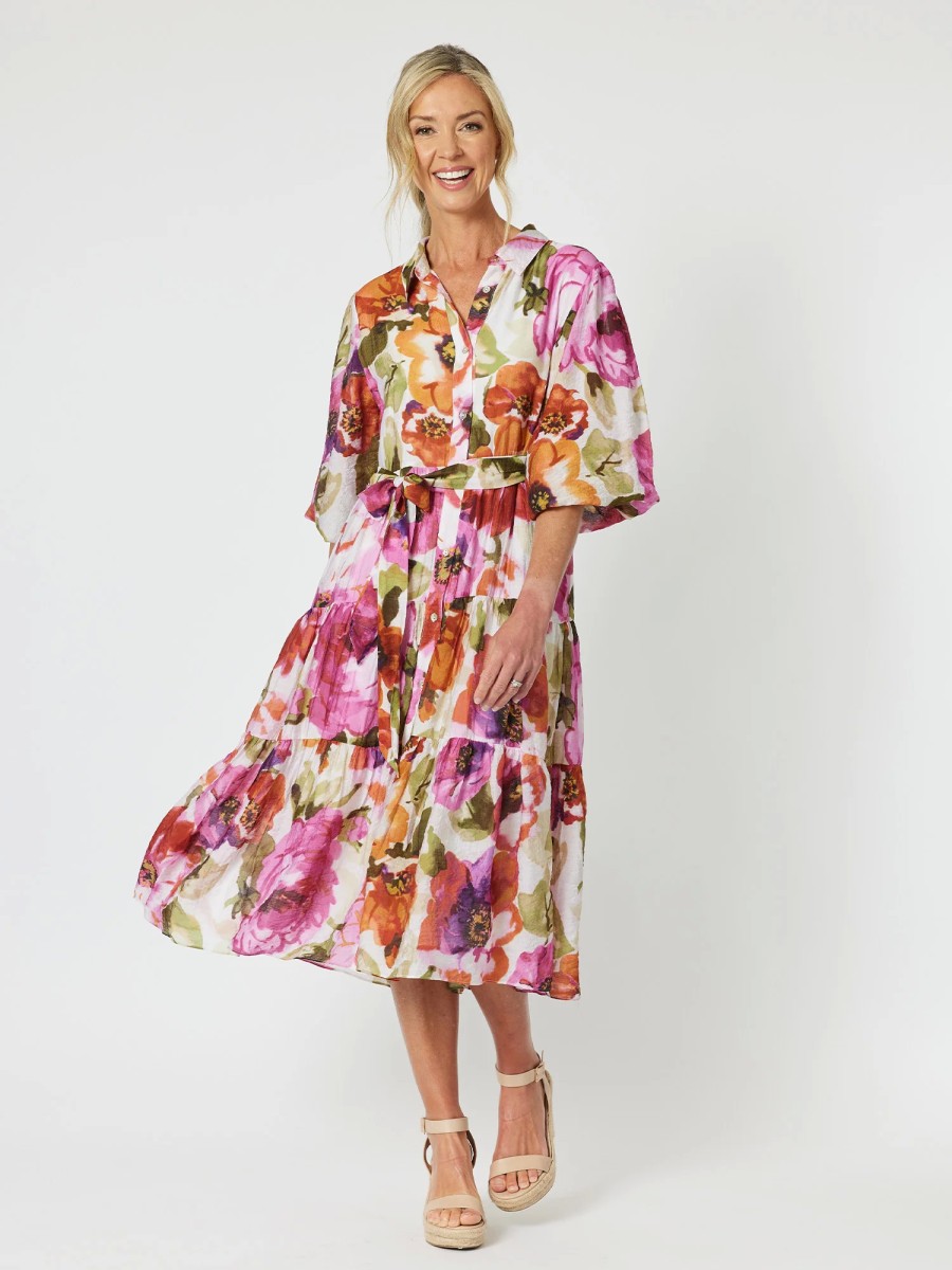 Dresses Vendor | Sheer Puff Sleeve Dress - Pink - Gordon Smith - Florence Store