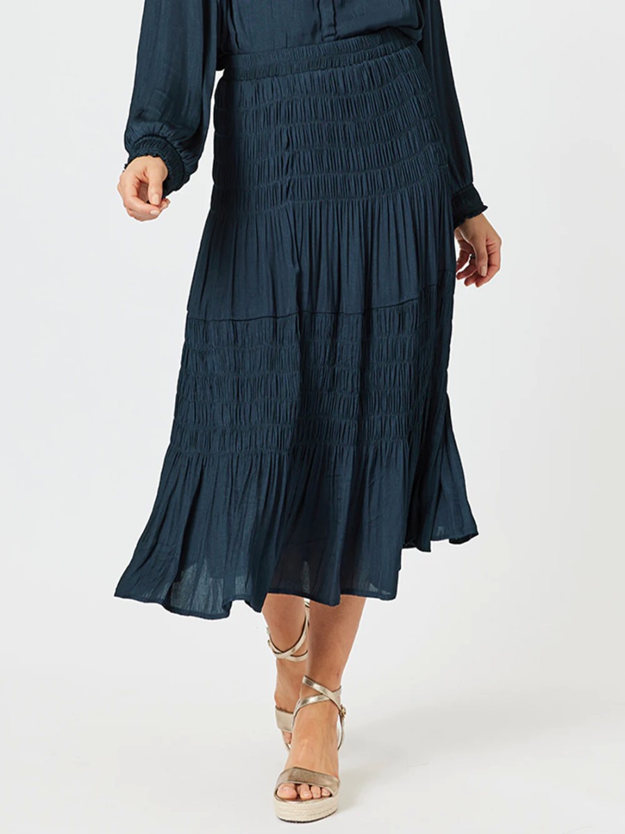 Bottoms Vendor | Luxe Nehru Skirt - Navy - Hammock & Vine - Florence Store