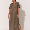 Dresses Vendor | Stripe Detail Maxi Dress - Khaki - Adorne - Florence Store