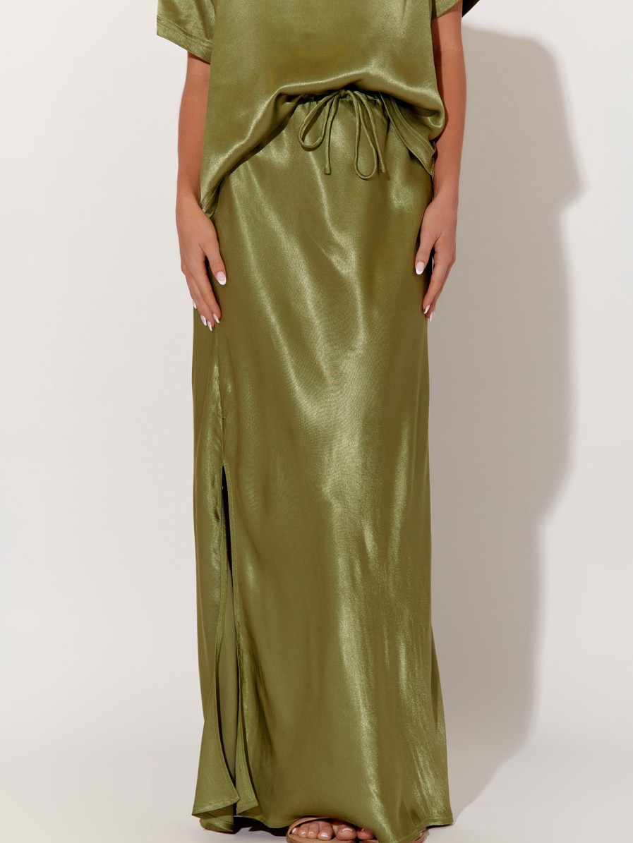 Bottoms Vendor | Satin Skirt - Olive - Adorne - Florence Store