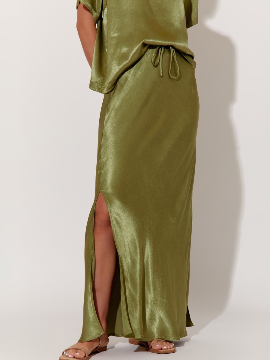 Bottoms Vendor | Satin Skirt - Olive - Adorne - Florence Store