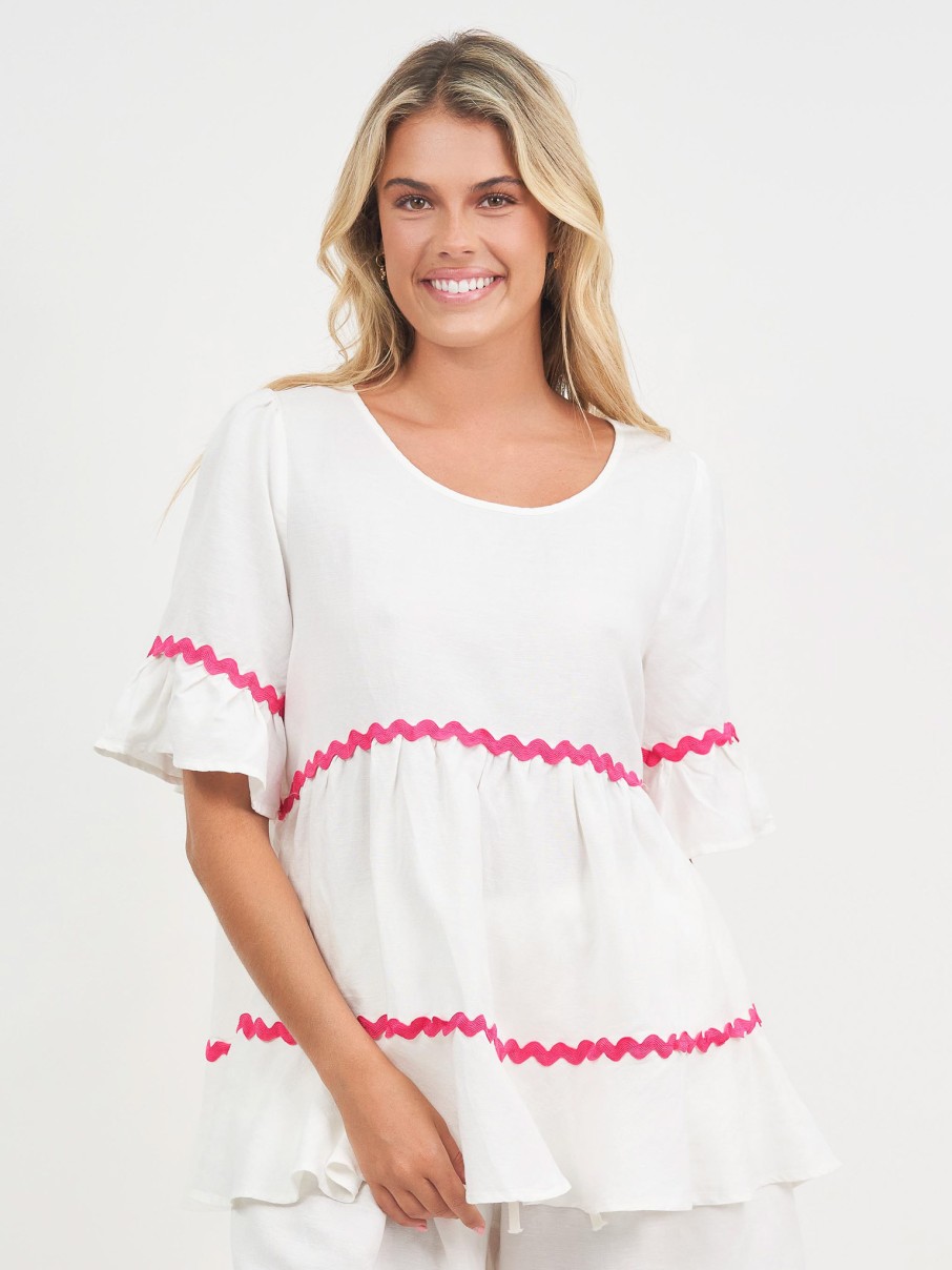 Tops Vendor | Ric Rac Linen Top Worthier - Florence Store