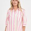 Tops Vendor | Striped Cotton Shirt - Pink - Worthier - Florence Store