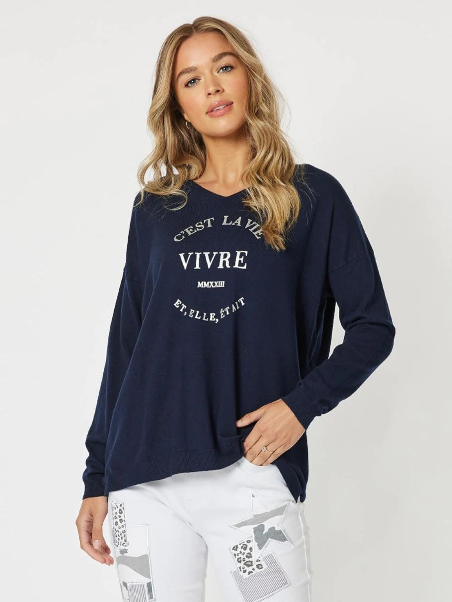 Tops Vendor | C'Est La Vie Knit - Navy - Threadz - Florence Store