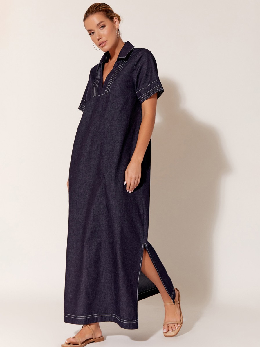 Dresses Vendor | Stitch Detail Maxi Dress - Denim - Adorne - Florence Store