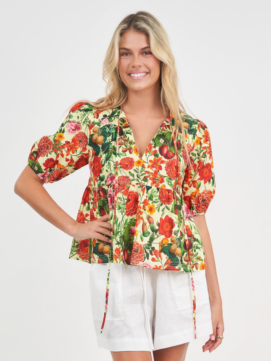 Tops Vendor | Tier Gather Linen Top - Tangerine - Liberty Rose - Florence Store