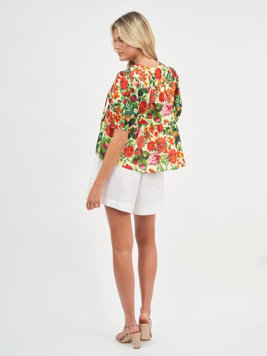 Tops Vendor | Tier Gather Linen Top - Tangerine - Liberty Rose - Florence Store