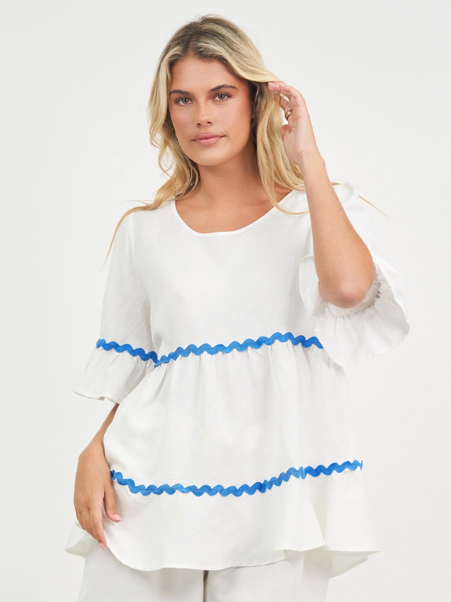 Tops Vendor | Ric Rac Linen Top Worthier - Florence Store