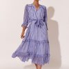 Dresses Vendor | Sheer Frill Stripe Dress - Blue - Adorne - Florence Store