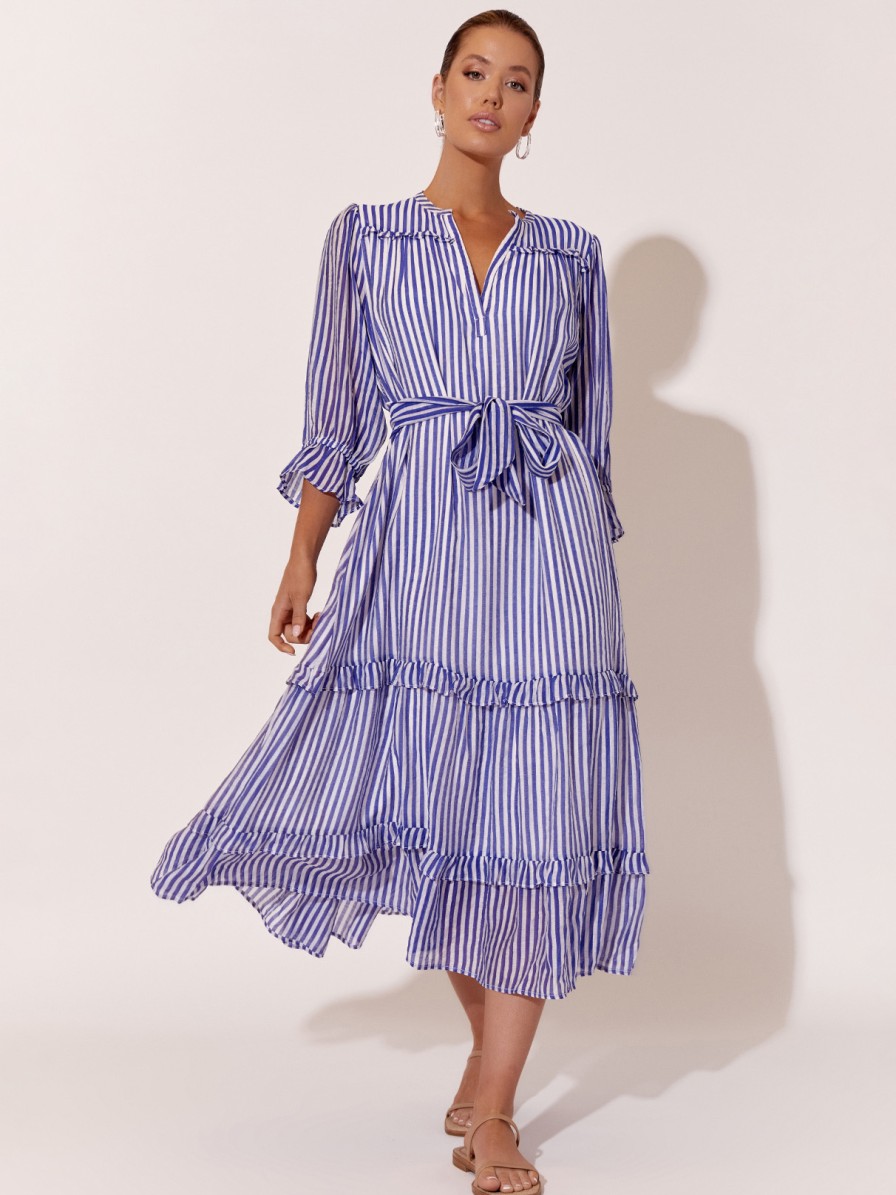 Dresses Vendor | Sheer Frill Stripe Dress - Blue - Adorne - Florence Store