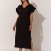 Dresses Vendor | Cotton Jersey Frill Sleeve Dress - Black - Adorne - Florence Store