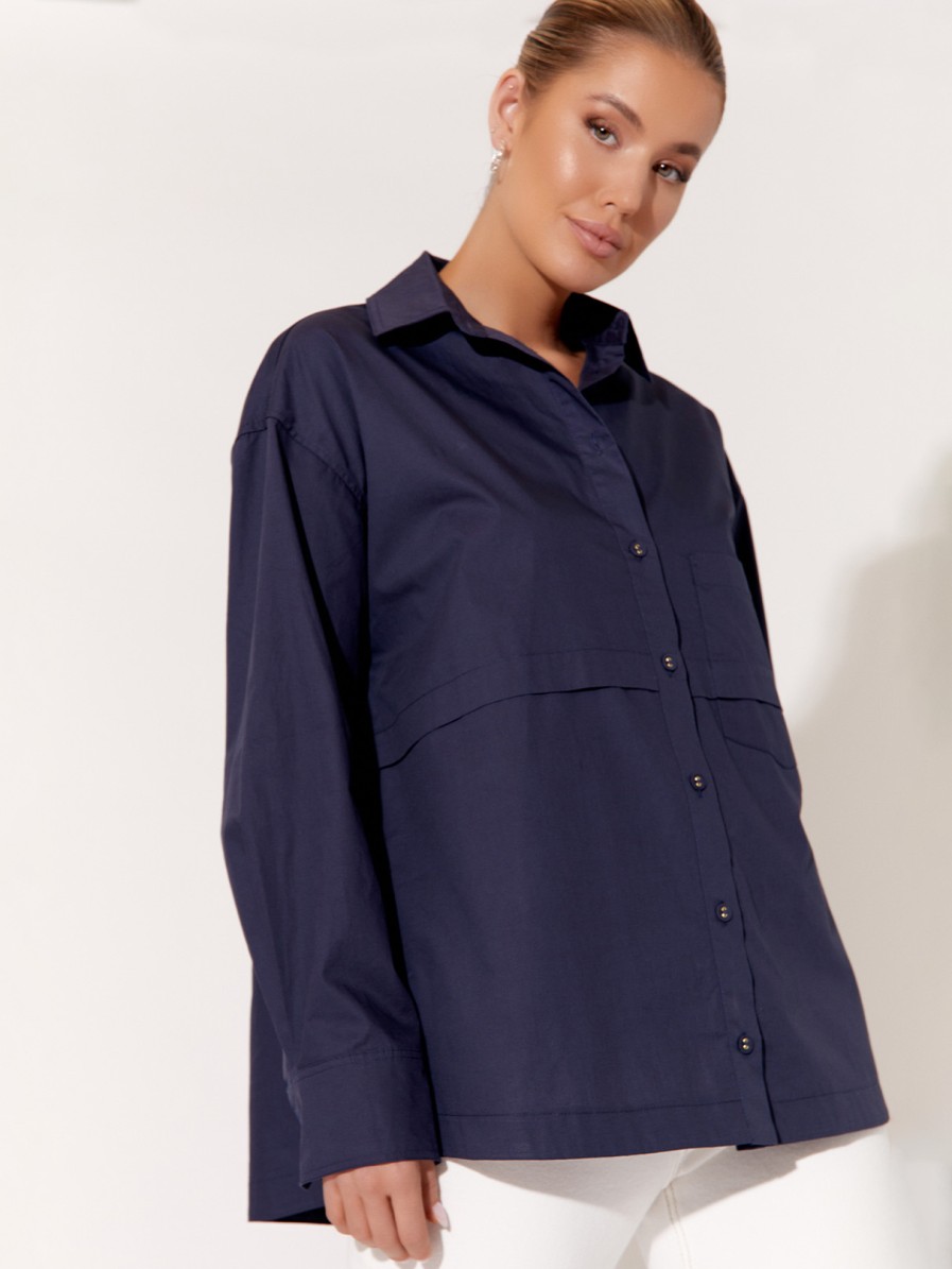 Tops Vendor | Pleat Detail Poplin Shirt Adorne - Florence Store