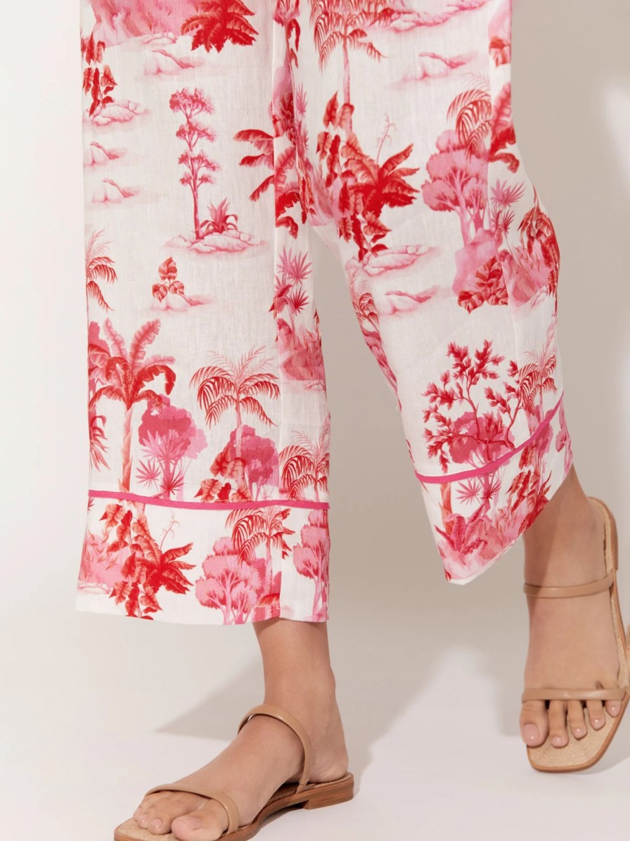 Bottoms Vendor | Detailed Linen Pant - Pink - Adorne - Florence Store