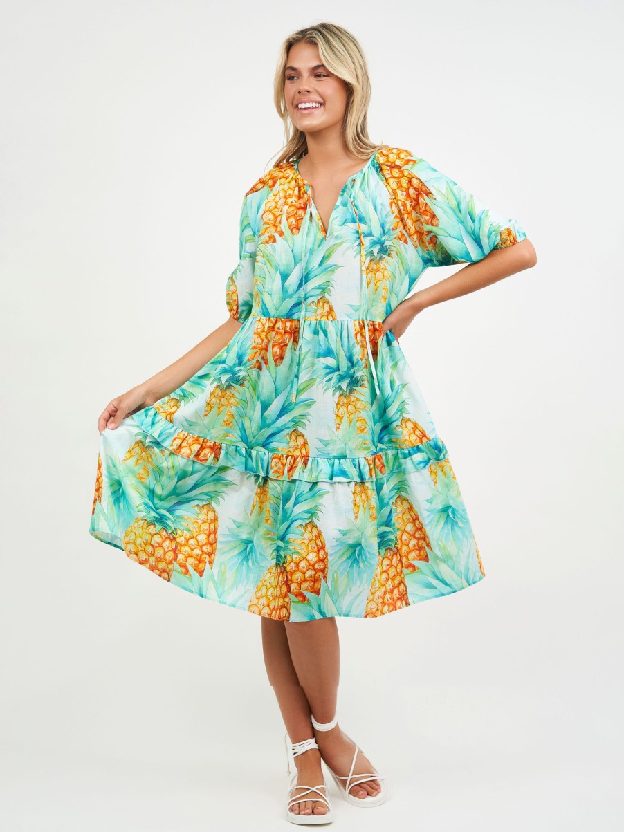 Dresses Vendor | Tier Frill Relaxed Dress - Pineapple - Liberty Rose - Florence Store