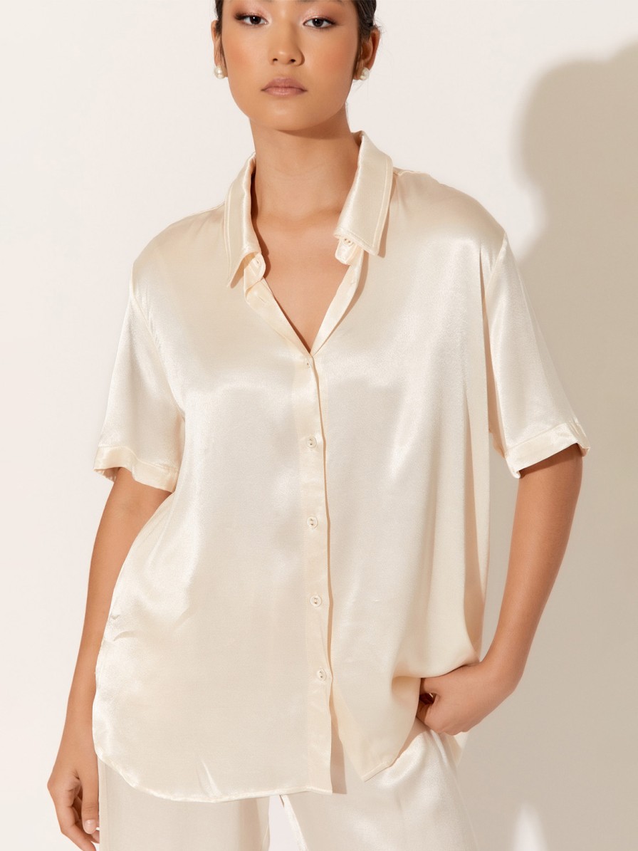 Tops Vendor | Satin Shirt Adorne - Florence Store