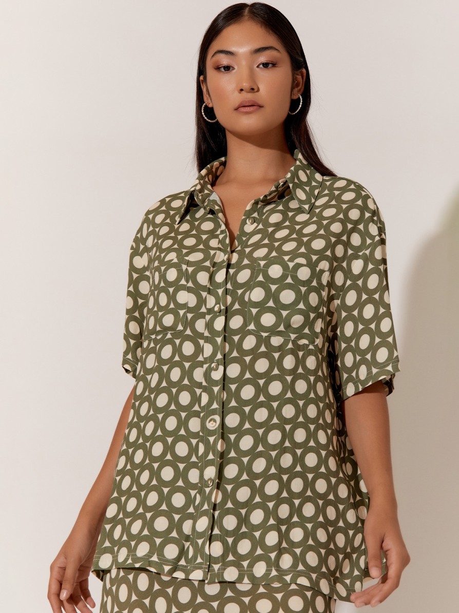 Tops Vendor | Relaxed Collared Viscose Shirt - Khaki - Adorne - Florence Store