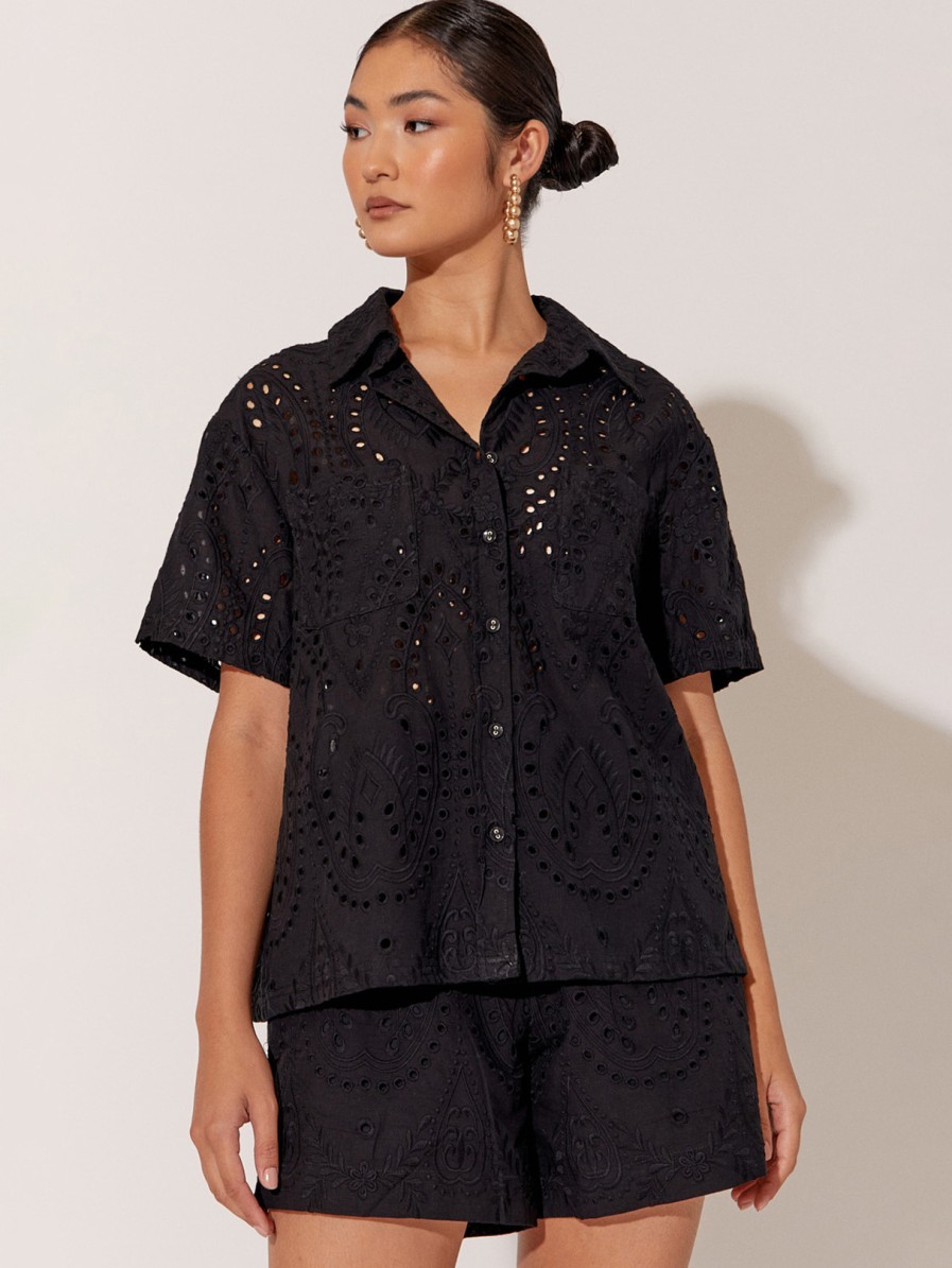 Tops Vendor | Relaxed Broderie Shirt Adorne - Florence Store