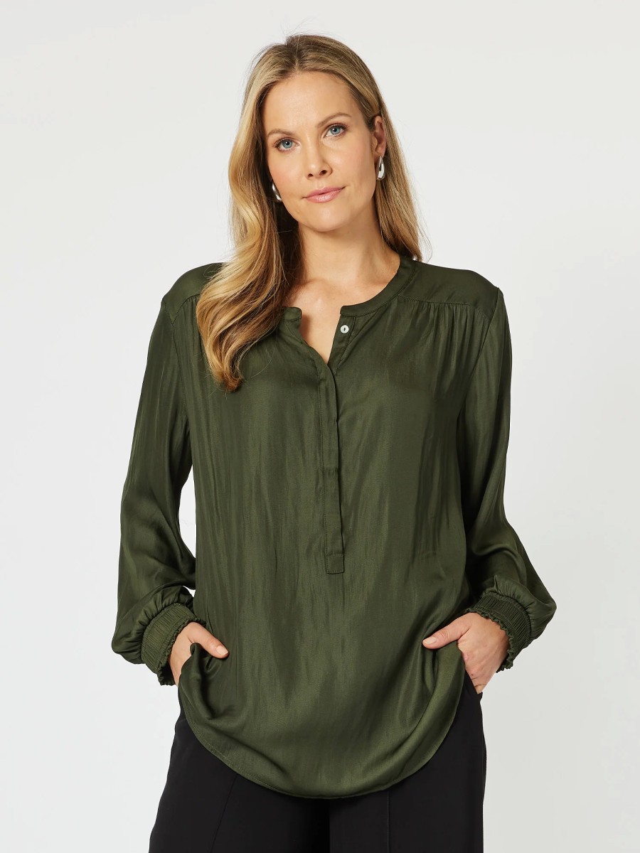 Tops Vendor | Luxe Nehru Top - Khaki - Hammock & Vine - Florence Store