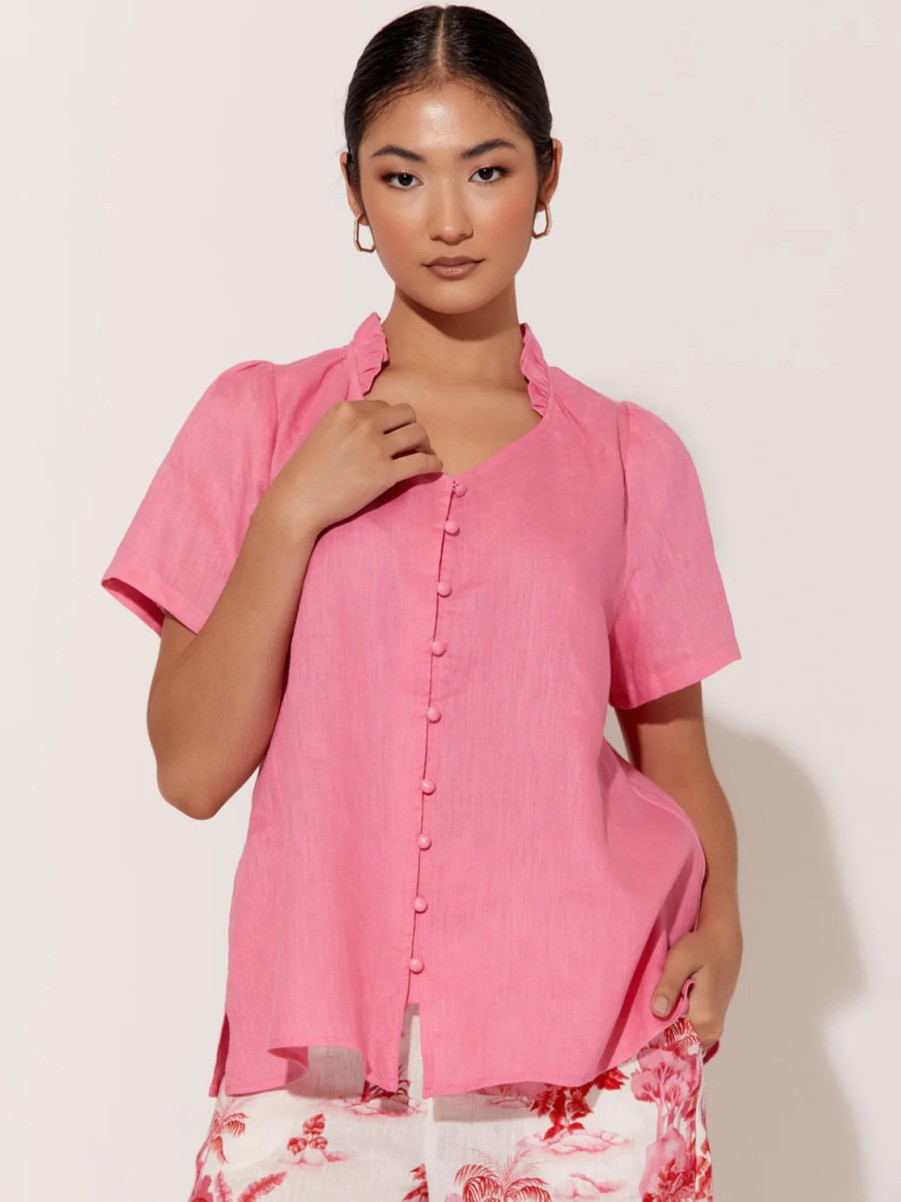 Tops Vendor | Vee Neck Shirt - Pink - Adorne - Florence Store