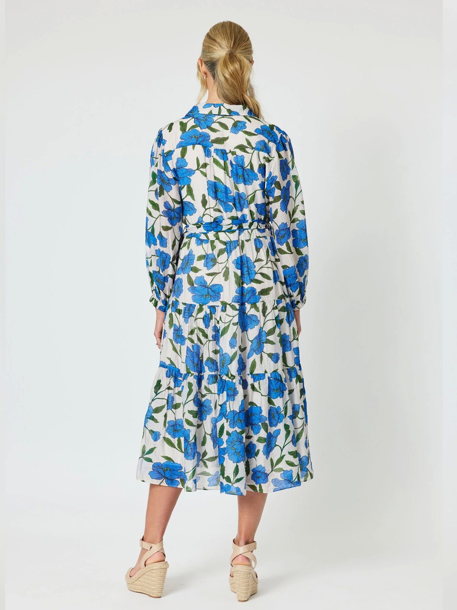 Dresses Vendor | Sheer Puff Sleeve Dress - Cobalt - Gordon Smith - Florence Store