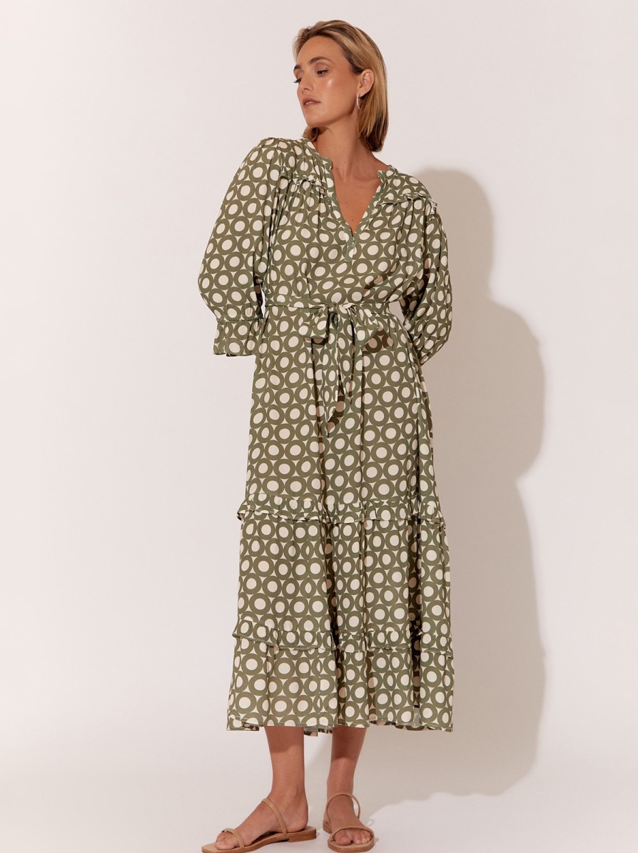 Dresses Vendor | Viscose Frill Dress - Khaki - Adorne - Florence Store