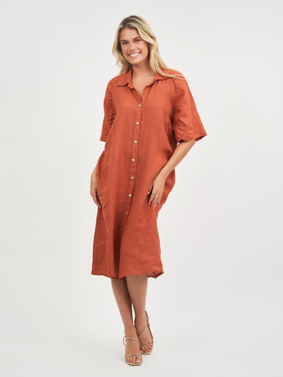 Dresses Vendor | Gather Sleeve Shirt Dress La Strada - Florence Store