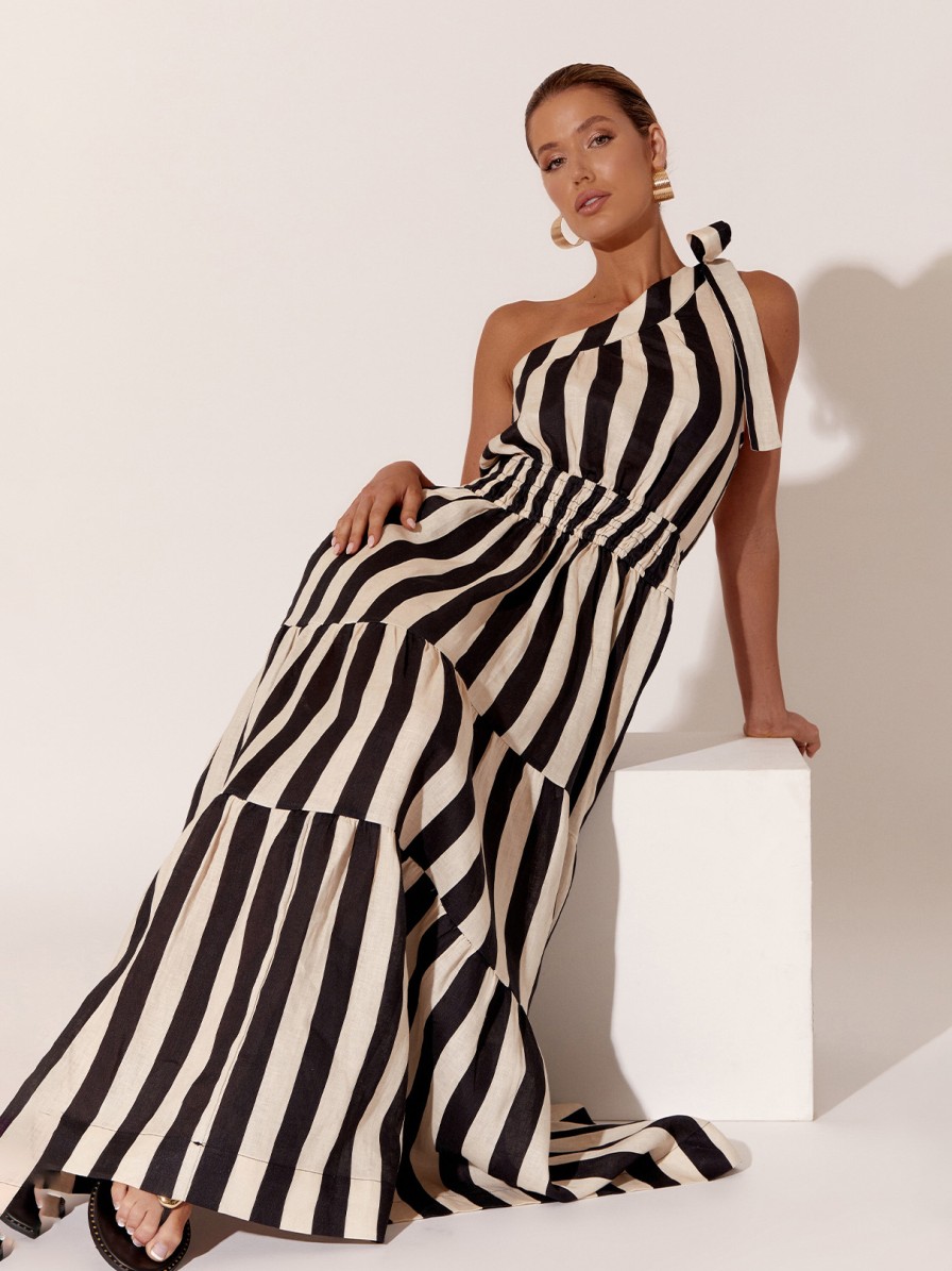 Dresses Vendor | Striped Linen Dress - Black - Adorne - Florence Store