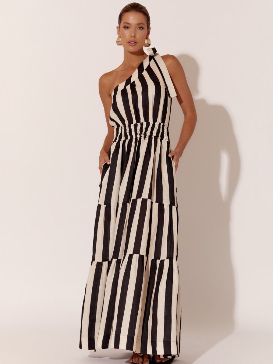 Dresses Vendor | Striped Linen Dress - Black - Adorne - Florence Store