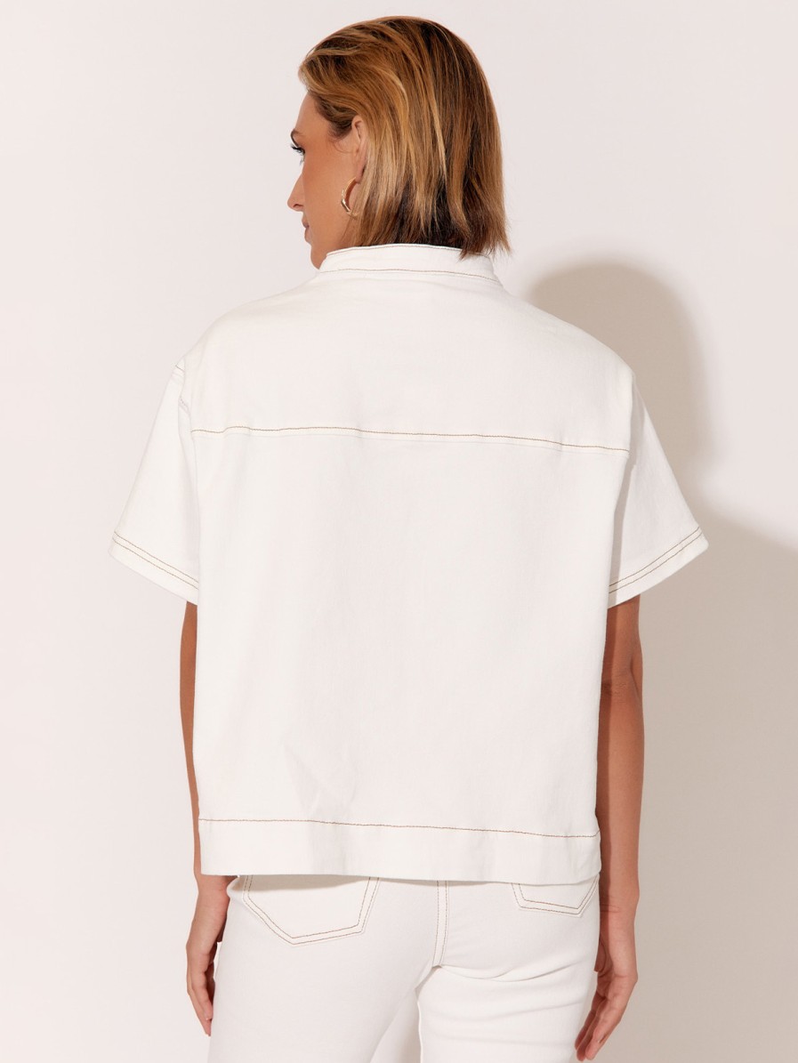 Tops Vendor | Denim Short Sleeve Shirt - Cream - Adorne - Florence Store