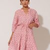 Dresses Vendor | Tier Gather Linen Dress - Pink - Adorne - Florence Store