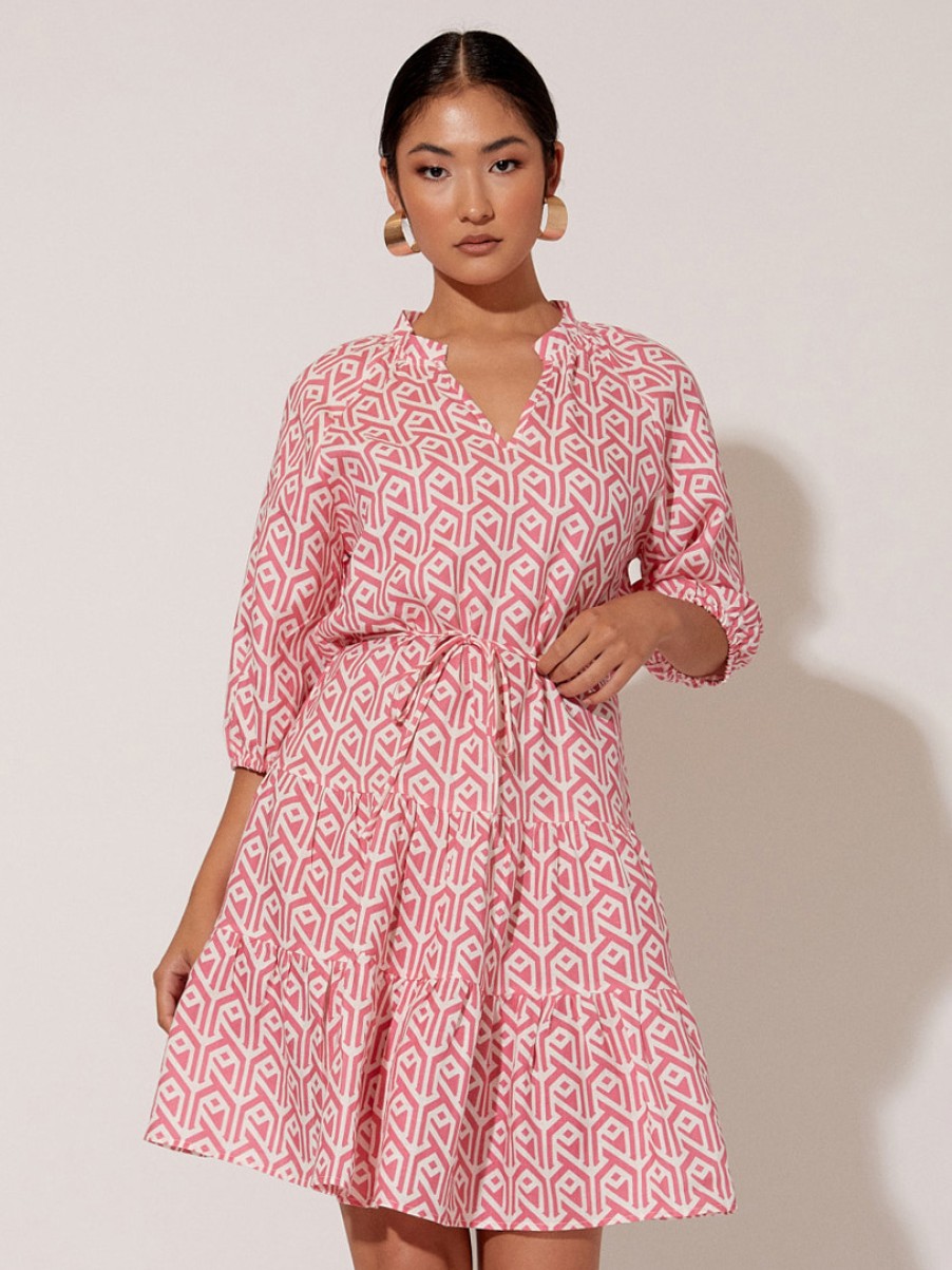 Dresses Vendor | Tier Gather Linen Dress - Pink - Adorne - Florence Store