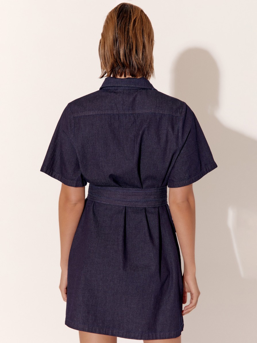 Dresses Vendor | Pocketed Denim Dress - Navy - Adorne - Florence Store