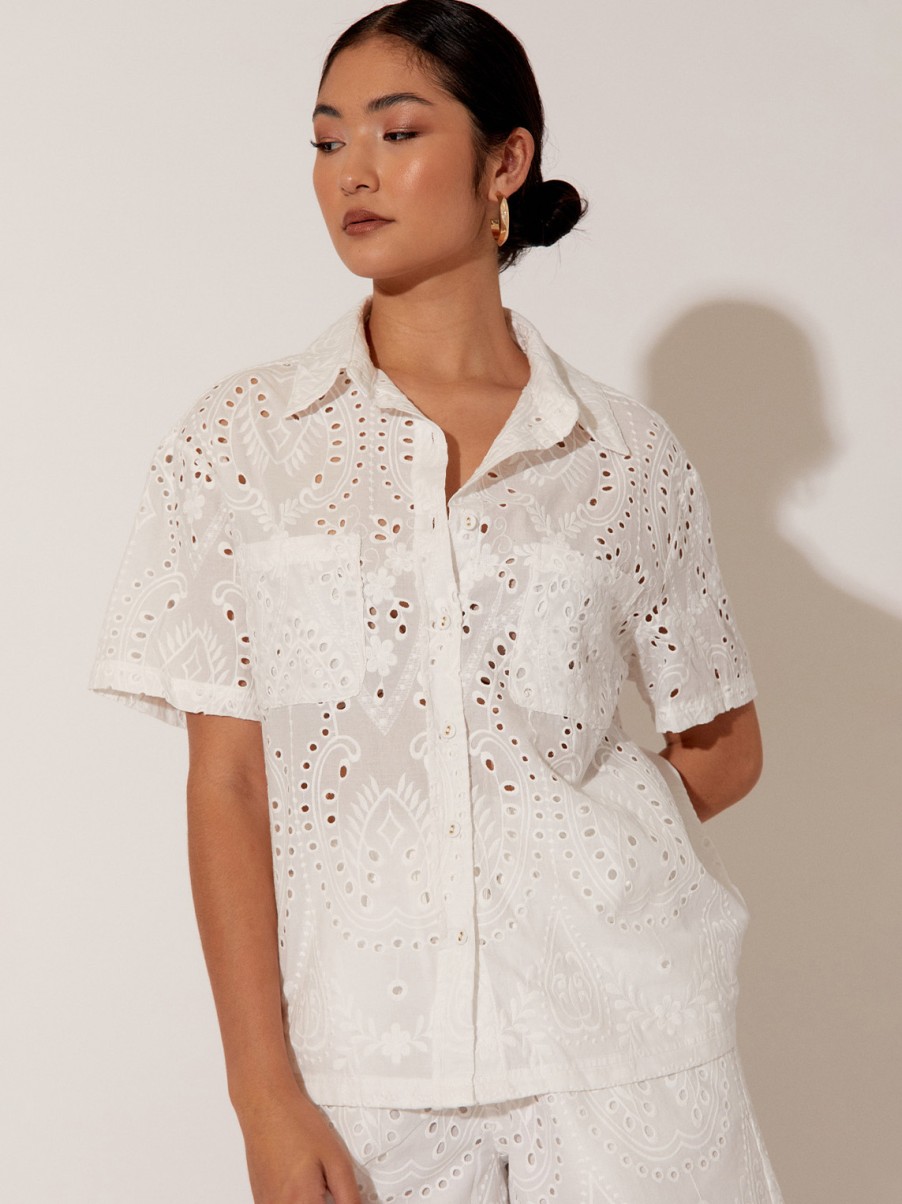 Tops Vendor | Relaxed Broderie Shirt Adorne - Florence Store