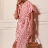 Dresses Vendor | Button Thru Linen Dress - Pink - Adorne - Florence Store