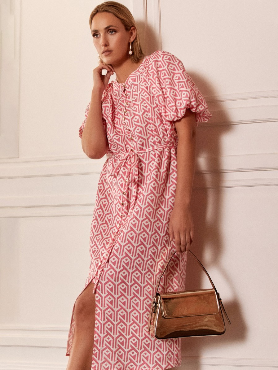 Dresses Vendor | Button Thru Linen Dress - Pink - Adorne - Florence Store