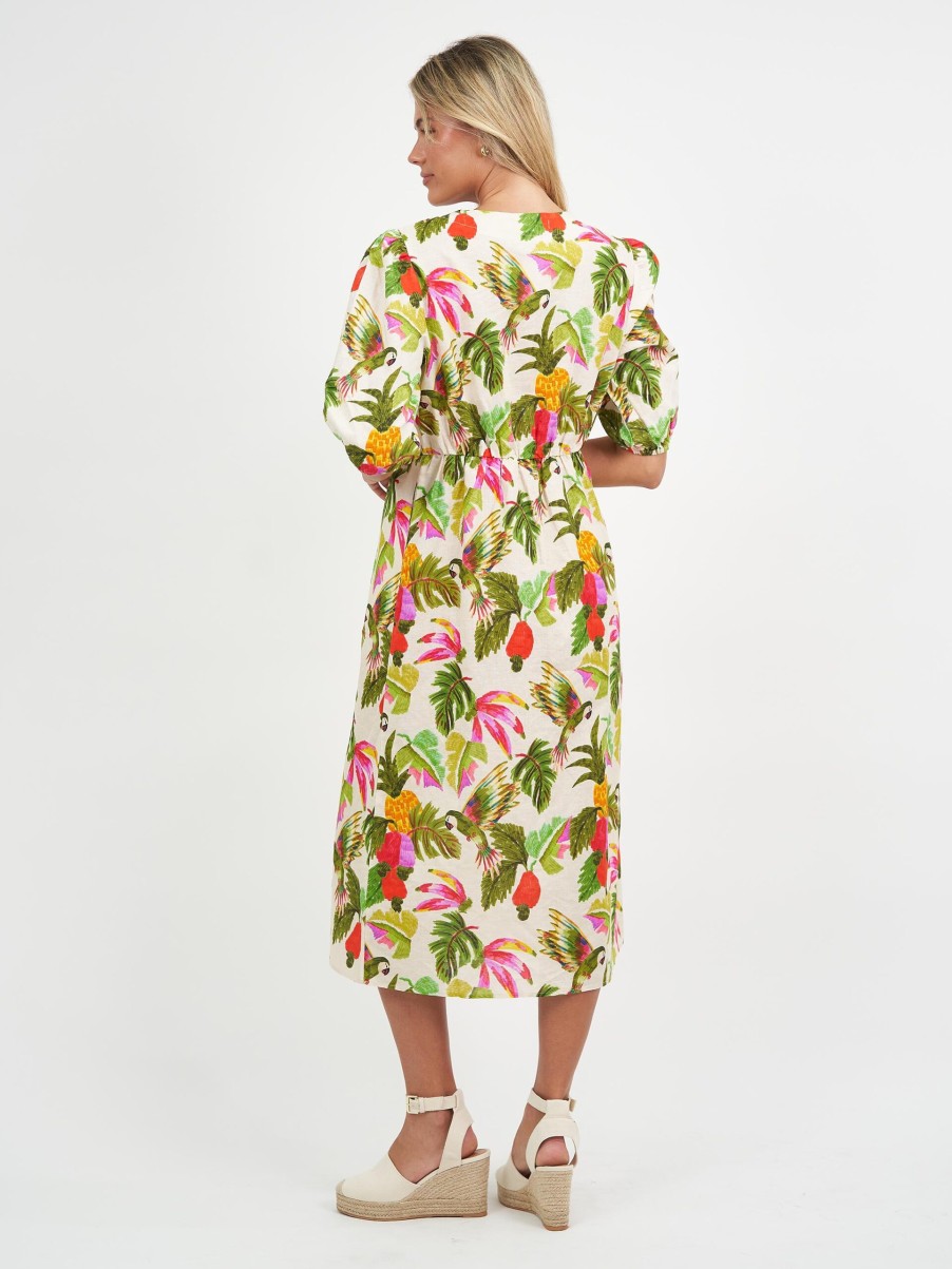 Dresses Vendor | Tie Bust Linen Dress - Khaki - Liberty Rose - Florence Store